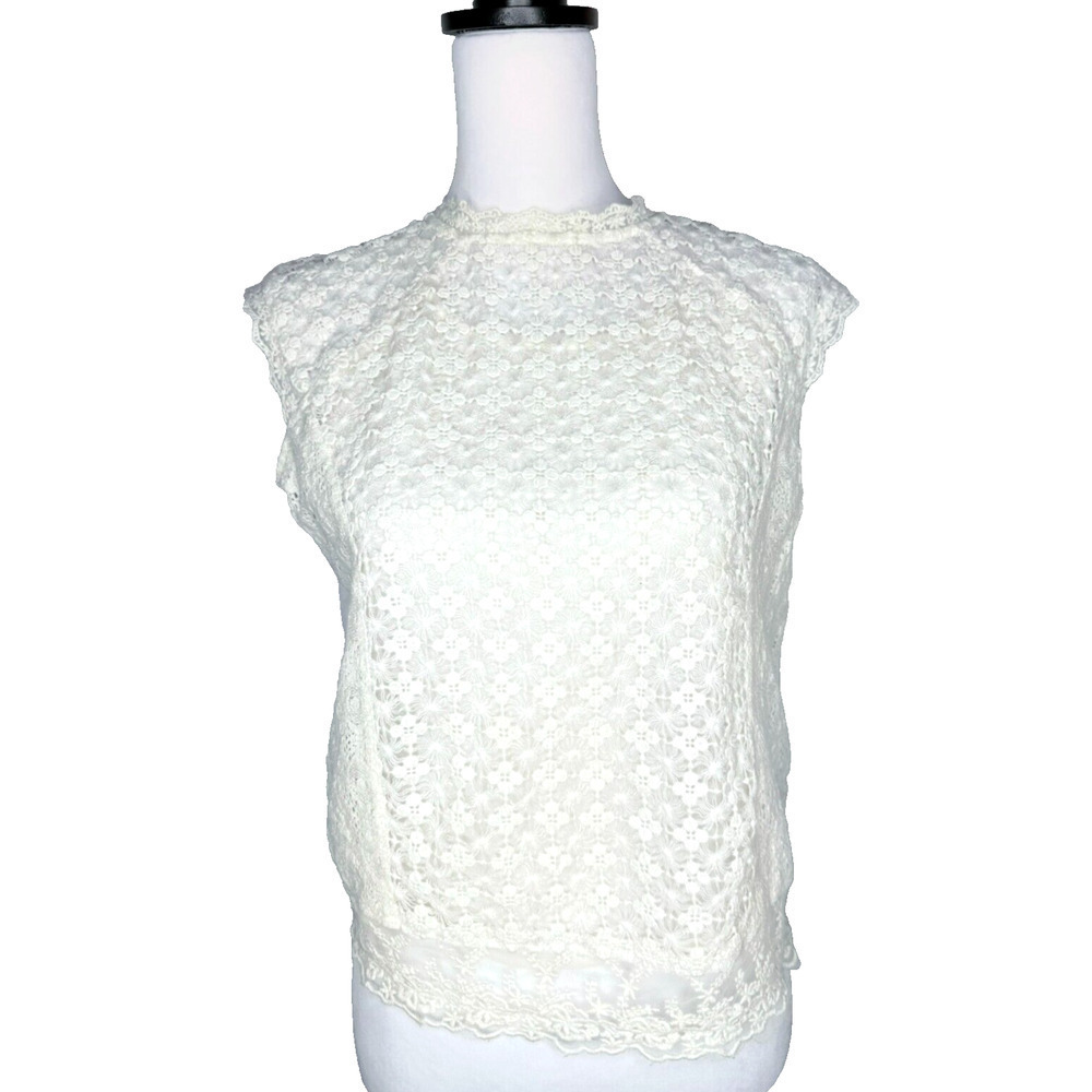 ONLY Cottagecore Lace Prairie Blouse Sleeveless Top 8 Medium Boho Chic Farm
